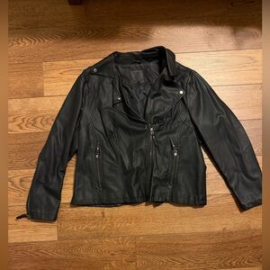 Max StudioBlack Faux Leather Moto Jacket - Women